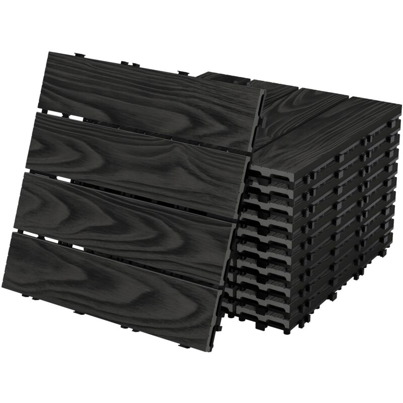 foto del prodotto ml design ecd germany piastrelle per terrazze in wpc 30x30 cm antracite set da 11 per 1m effetto legno con drenaggio e sistema a clic per balconi