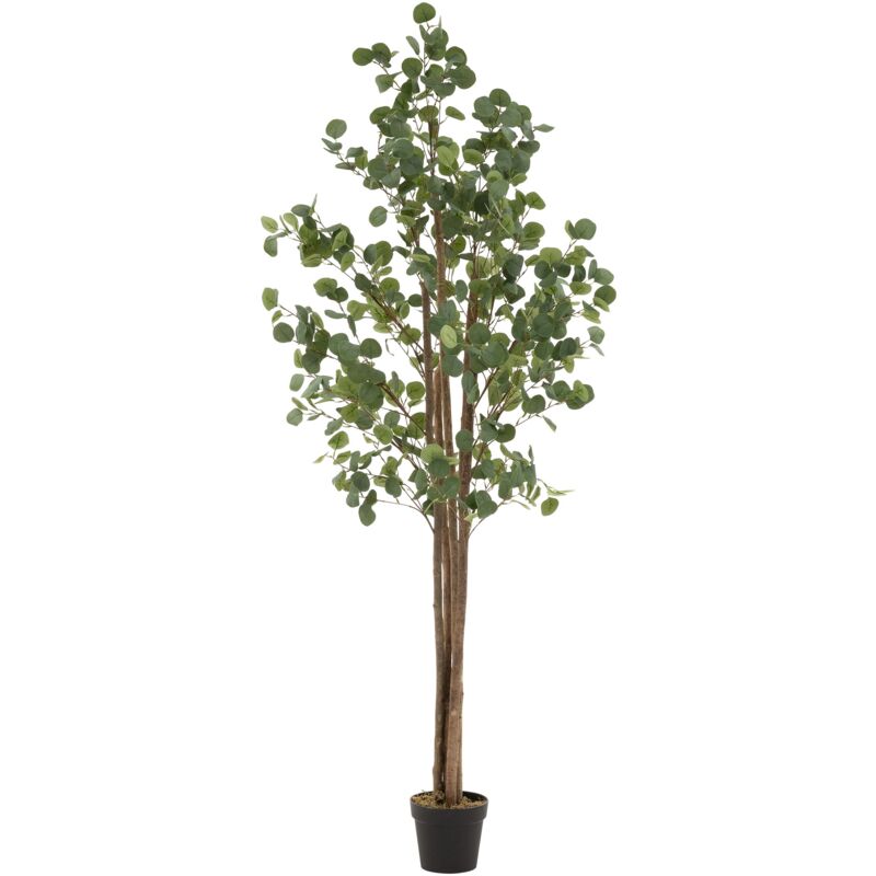 foto del prodotto ml design eucalipto artificiale 210 cm grande pianta finta con tronco in legno naturale albero decorativo in vaso per interni ed esterni