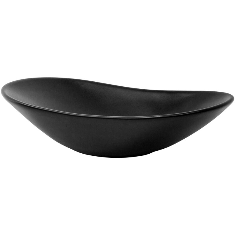 foto del prodotto ml design lavabo da appoggio in ceramica nero finitura opaca 630 x 360 x 155 mm lavandino ovale moderno lavamani con foro di scarico e piletta