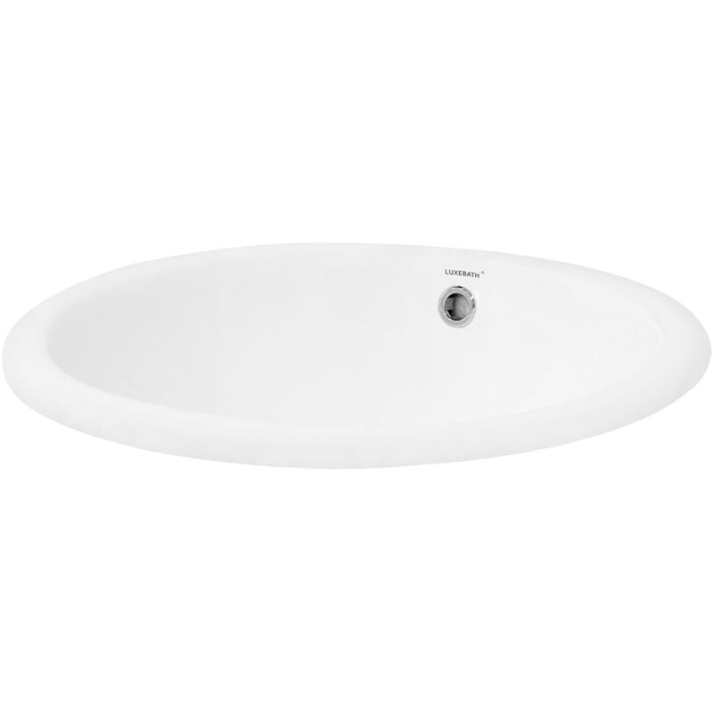 foto del prodotto ml-design lavabo in ceramica bianca 49x19,5x40,5 cm lavandino da incasso ovale moderno bacinella lavamani per il bagno e toilette lavello con scarico standard foro per rubinetto e troppopieno