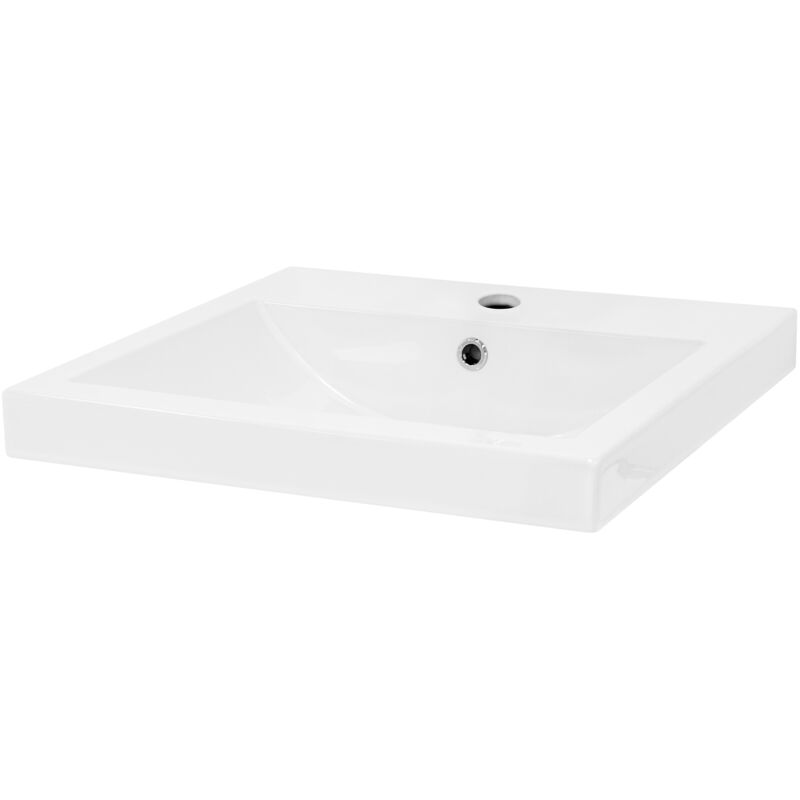 foto del prodotto ml-design lavabo in ceramica bianca 54,5x16x45 cm lavandino da incasso quadrato moderno bacinella lavamani per il bagno e toilette lavello con scarico standard foro per rubinetto e troppopieno