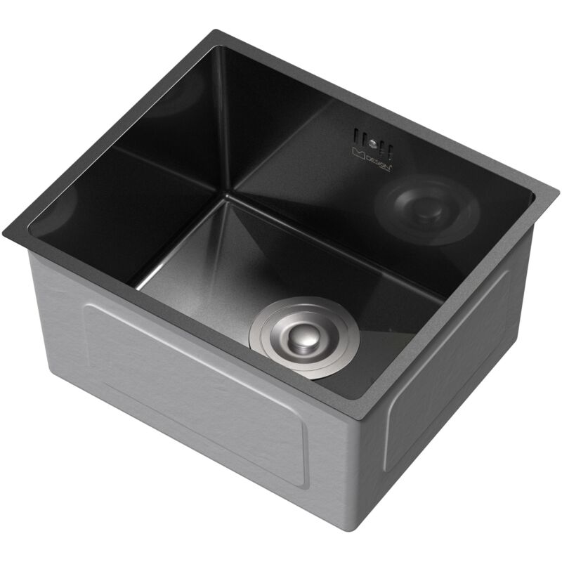 foto del prodotto ml-design lavello da cucina 34x40 cm lavabo da incasso antracite rettangolare in acciaio inox lavello sottopiano a 1 vasca con set di scarico e