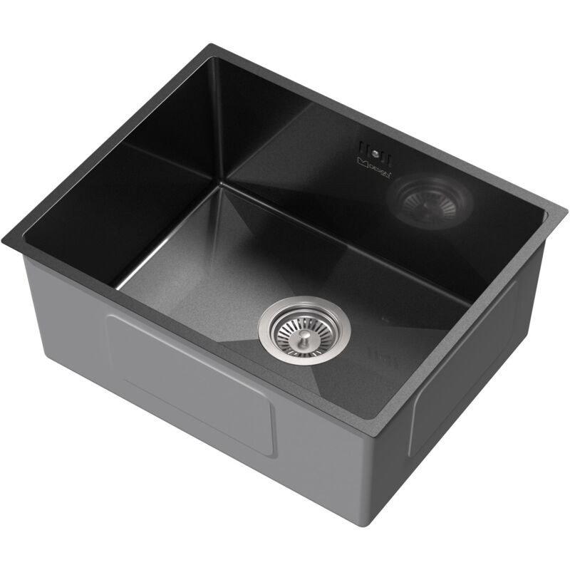 foto del prodotto ml design lavello da cucina 50 x 40 cm lavabo da incasso antracite rettangolare in acciaio inox lavello sottopiano a 1 vasca con set di scarico e