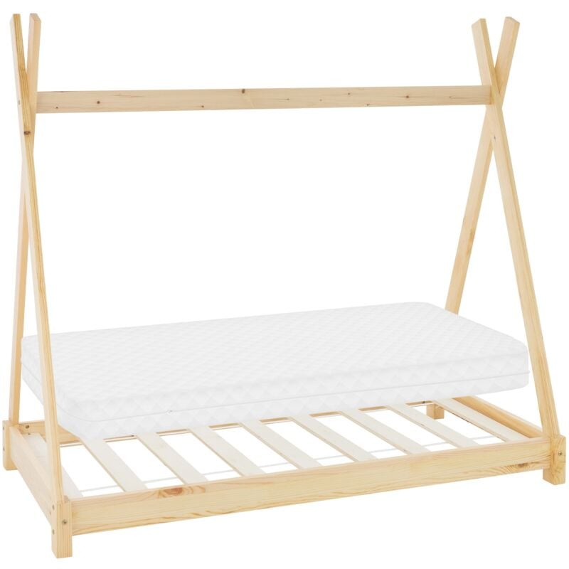 foto del prodotto ml design lettino per bambini a forma di tenda indiana con rete a doghe 70 x 140 cm letto tipi da gioco in legno di pino massiccio naturale stile