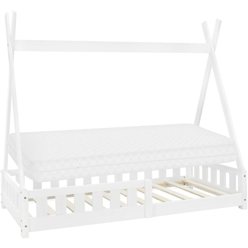 foto del prodotto ml design lettino per bambini design tenda indiana con sponde protezione anticaduta rete a doghe 80 x 160 cm letto da gioco in legno di pino