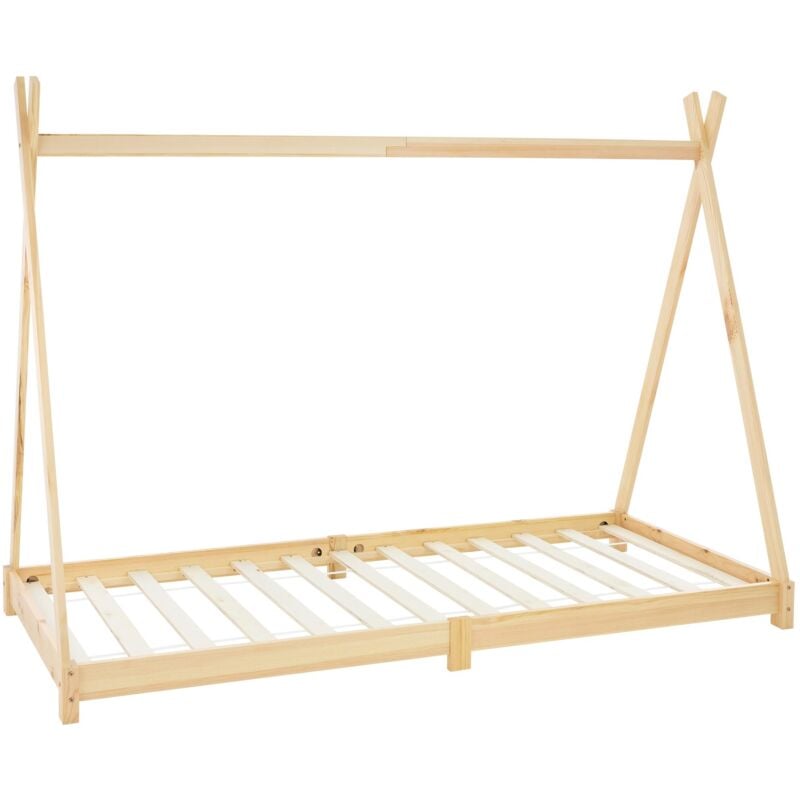 foto del prodotto ml design lettino per bambini e bambine design tepee con rete telaio a doghe 200 x 90 cm letto basso a forma di tenda indiana giroletto in legno di