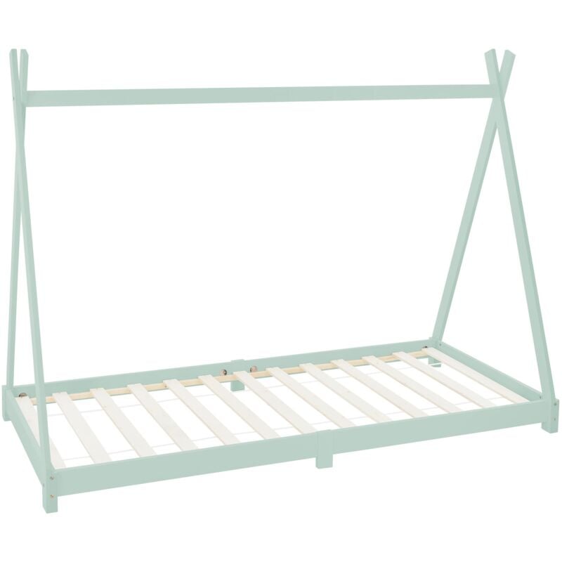 foto del prodotto ml design lettino per bambini e bambine design tepee con rete telaio a doghe 200 x 90 cm letto basso a forma di tenda indiana giroletto in legno di