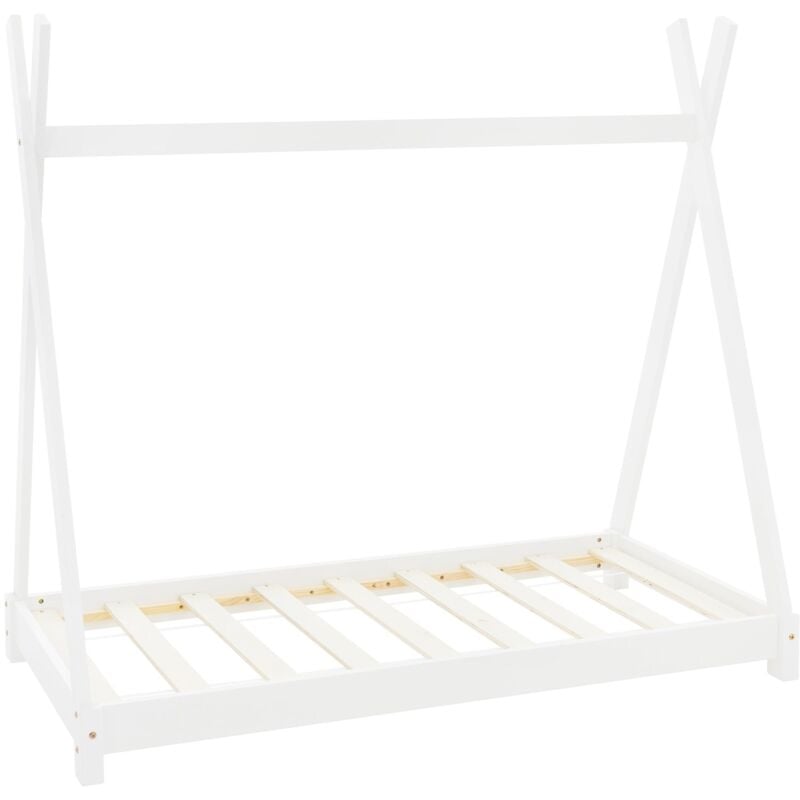 foto del prodotto ml design lettino per bambini e bambine design tepee con rete telaio a doghe 80 x 160 cm letto basso a forma di tenda indiana giroletto in legno di