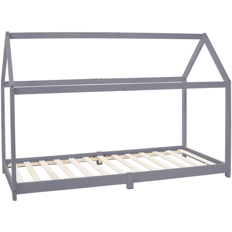 foto del prodotto ml design lettino per bambini e bambine forma di casa con tetto e rete a doghe 90 x 200 cm letto a capanna stile montessori in legno di pino