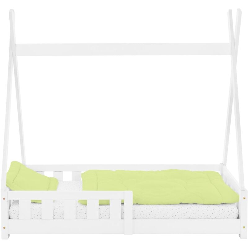 immagine 0 del prodotto ml design letto per bambini design teepee con sponde protezione anticaduta recinzione rete a doghe 70 x 140 cm letto tenda indiana da gioco in