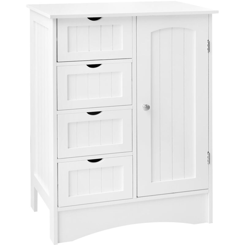 foto del prodotto ml design mobile bagno con 4 cassetti e anta 55x81x30 cm armadietto stile country armadio mobiletto cassettiera portaoggetti multiuso salvaspazio