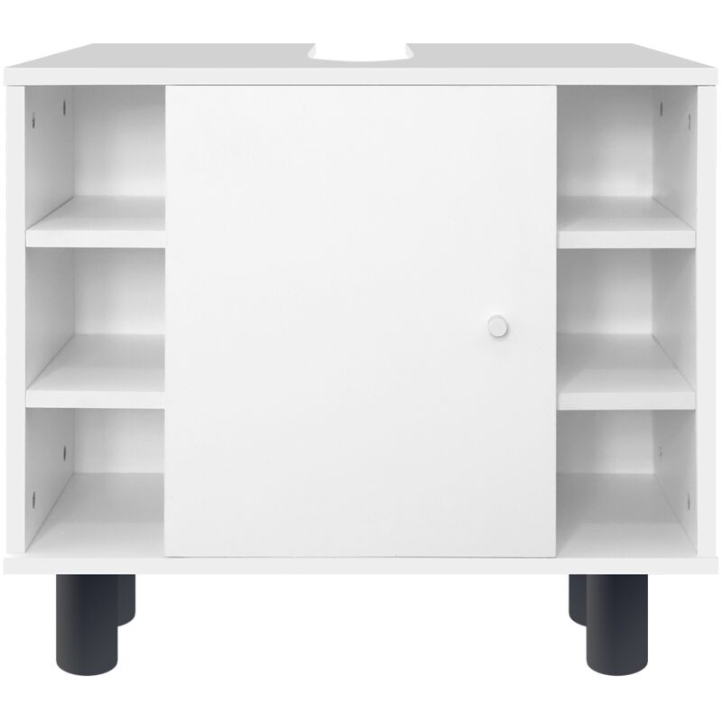 foto del prodotto ml design mobile base per lavabo per il bagno bianco 60x54x32cm armadio salvaspazio per lavandino con 6 ripiani ampio spazio di stoccaggio