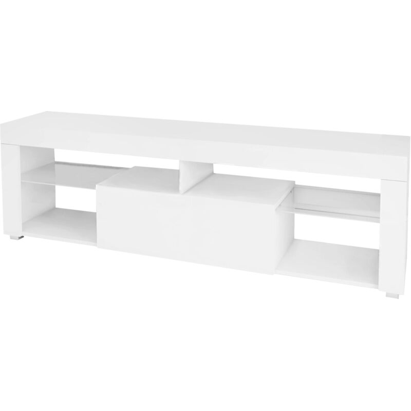 foto del prodotto ml design mobile porta tv in legno mdf bianco 140x51x35 cm armadio basso multimedia tavolo intrattenimento moderno con spazio di archiviazione per il
