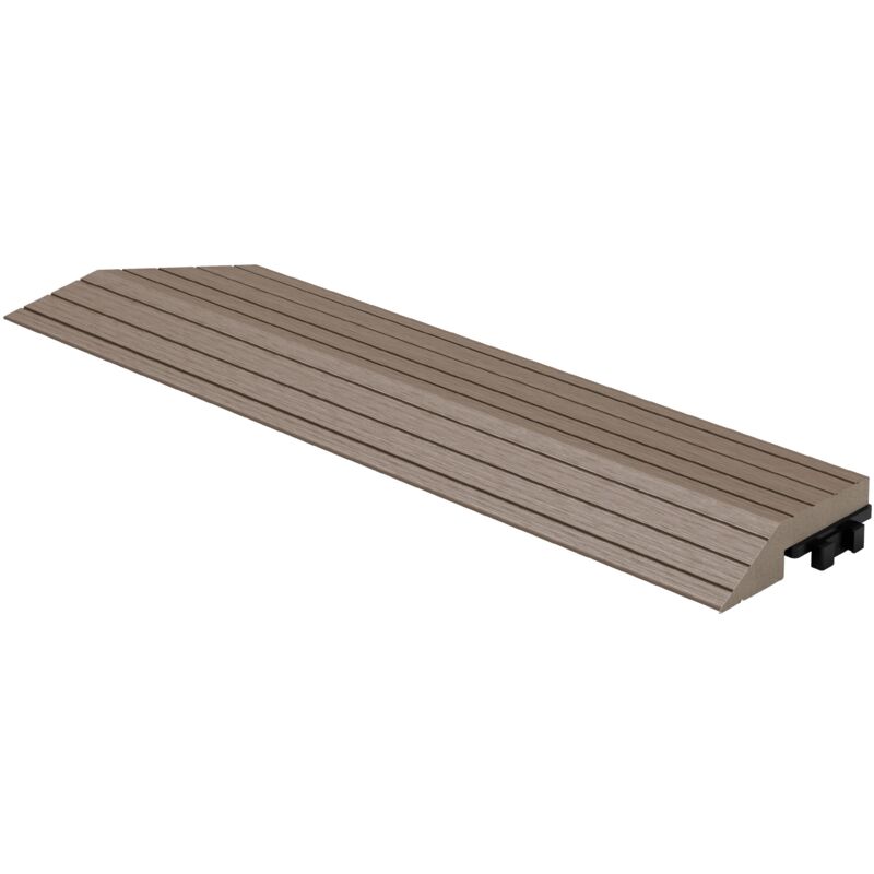 foto del prodotto ml design profilo angolare sinistro wpc 38x2x7,5 cm marrone scuro finitura per pavimenti da esterno effetto legno antiscivolo con drenaggio