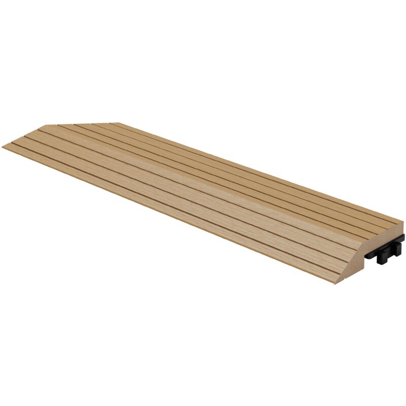 foto del prodotto ml design profilo angolare sinistro wpc 38x2x7,5 cm teak finitura per pavimenti da esterno effetto legno antiscivolo con drenaggio resistente uv