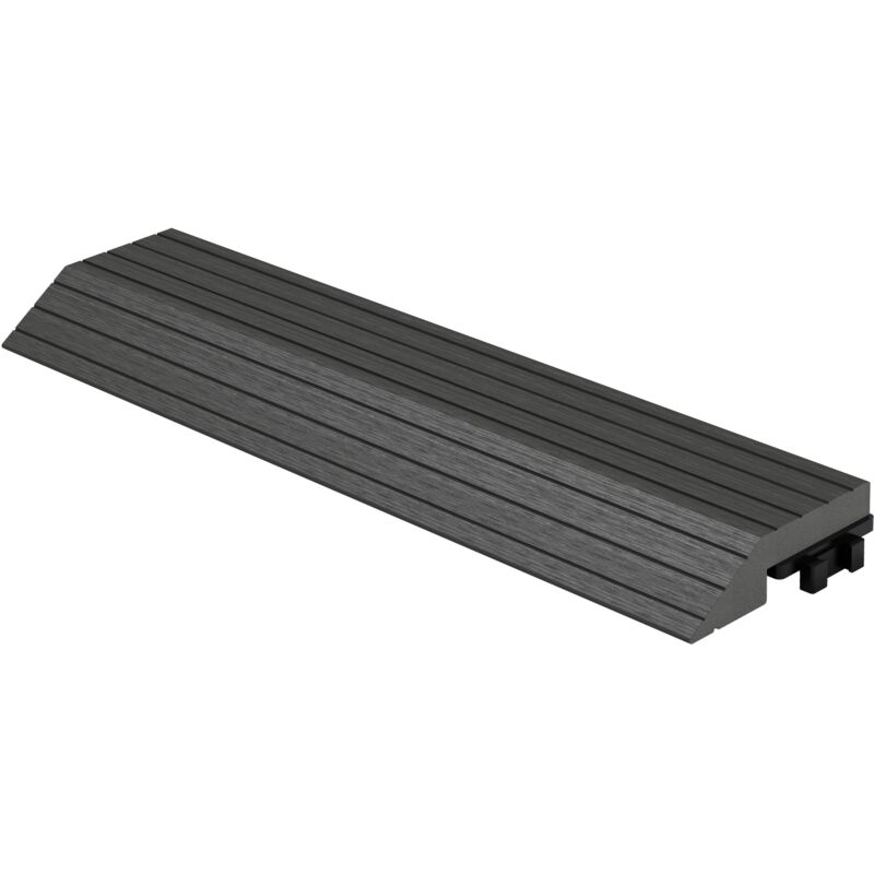 foto del prodotto ml design profilo di chiusura dritto in wpc 30x2x7,5 cm antracite bordo per pavimenti esterni effetto legno con drenaggio struttura di supporto
