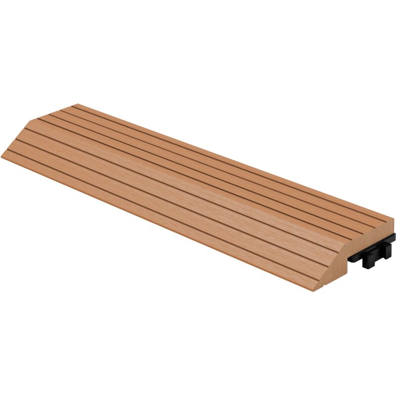foto del prodotto ml design profilo di chiusura dritto in wpc 30x2x7,5 cm marrone chiaro bordo per pavimenti esterni effetto legno con drenaggio struttura di
