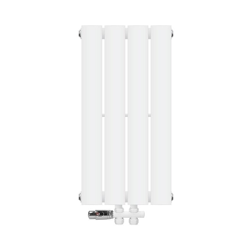 foto del prodotto ml design radiatore a pannello monostrato 300 x 600 mm bianco con raccordo centrale a pavimento kit di montaggio calorifero moderno termosifone
