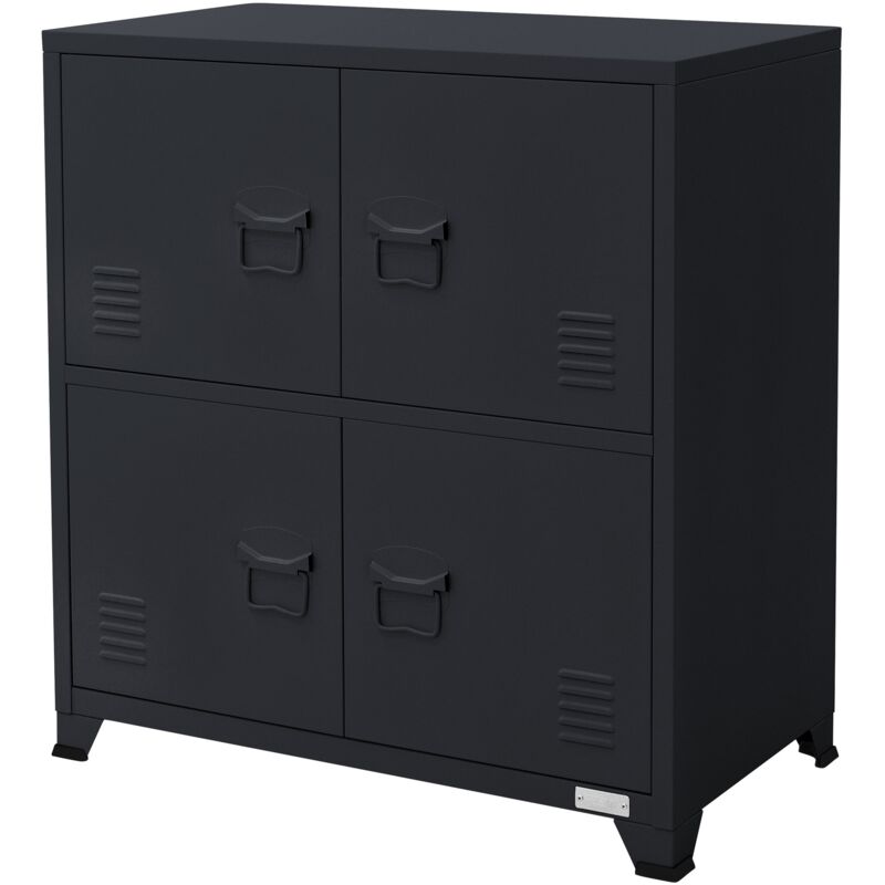 foto del prodotto ml design schedario da ufficio 75x40x80,5 cm antracite acciaio mobile a 4 gambe armadietto in metallo 4 ante 2 scomparti interni armadio