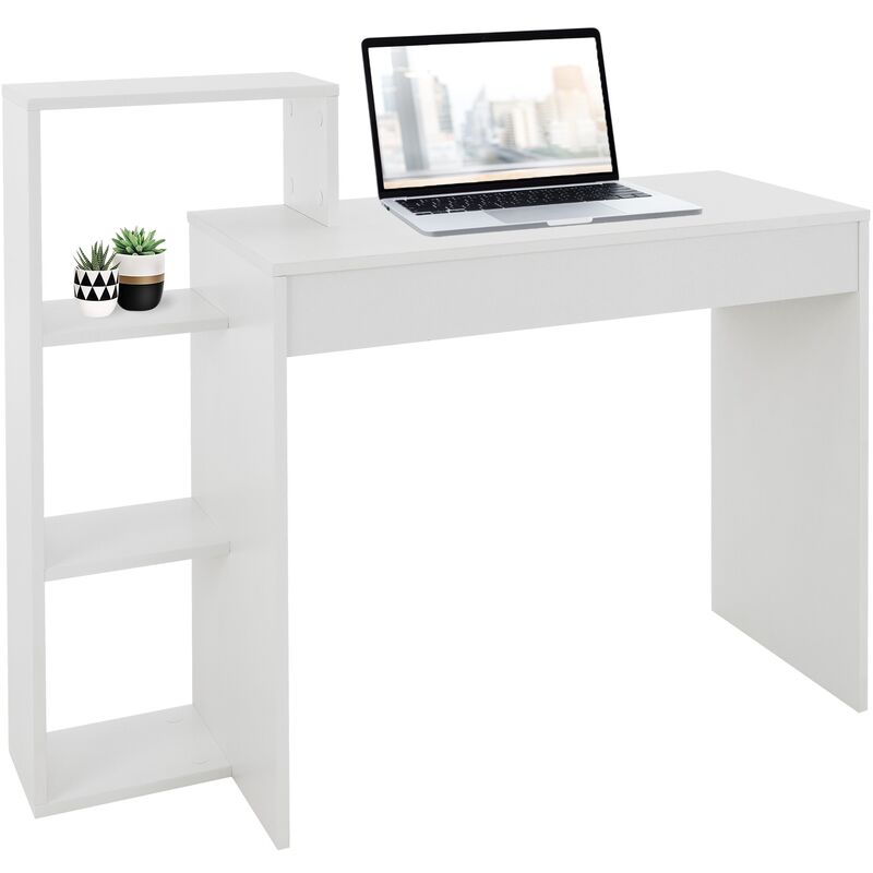 foto del prodotto ml design scrivania per computer pc laptop con 3 ripiani 110 x 72 x 40 cm tavolo con libreria da lavoro per casa ufficio studio camera sistema 2 in