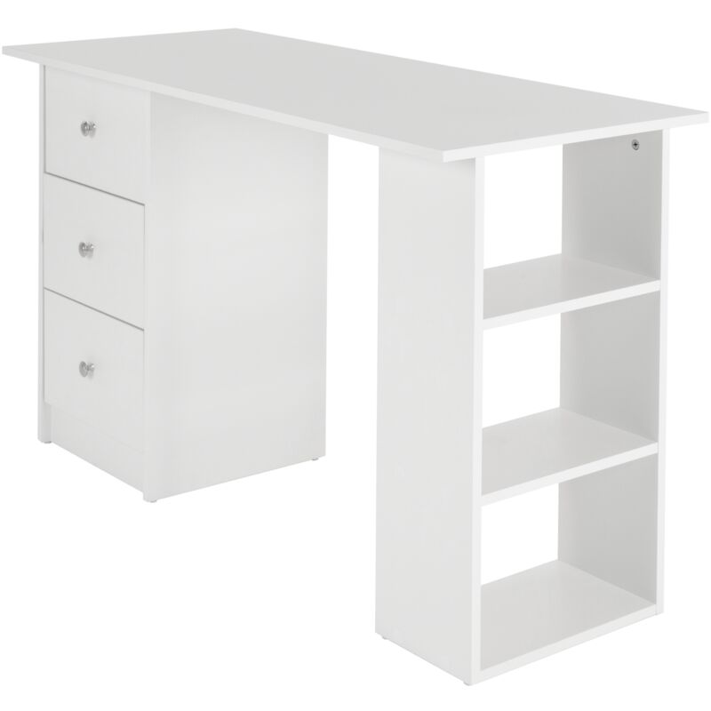 foto del prodotto ml design scrivania per pc bianca con 3 cassetti e 3 ripiani con spazio stoccaggio 120 x 49 x 72 cm tavolo per computer per laptop portatile mobile