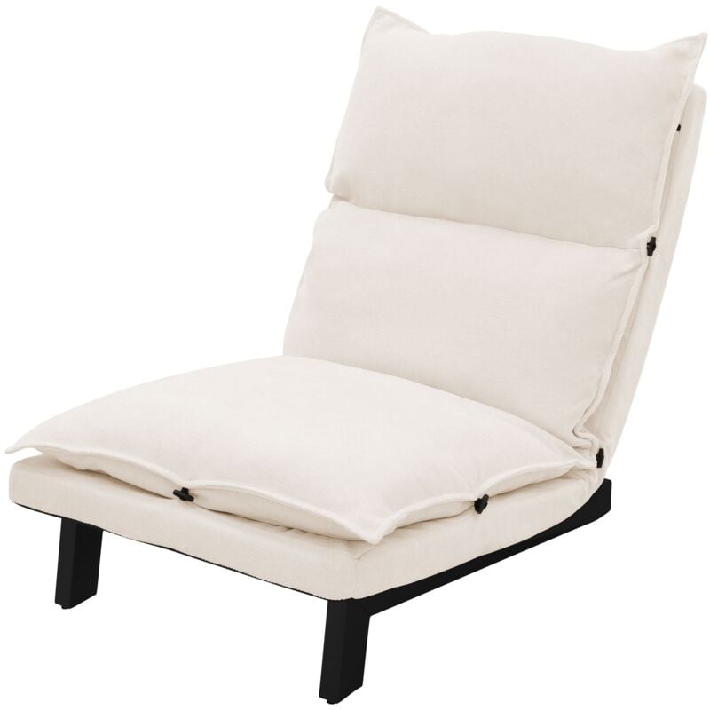 foto del prodotto ml design sedia da pavimento beige in lino con schienale regolabile 90 180 struttura in acciaio imbottito poltrona lounge cuscino da terra divano