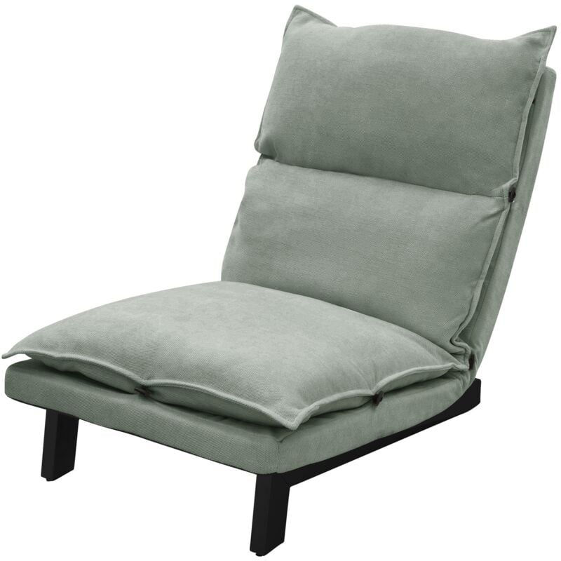 foto del prodotto ml design sedia da pavimento grigio verde in lino con schienale regolabile 90 180 struttura in acciaio imbottito poltrona lounge cuscino da terra