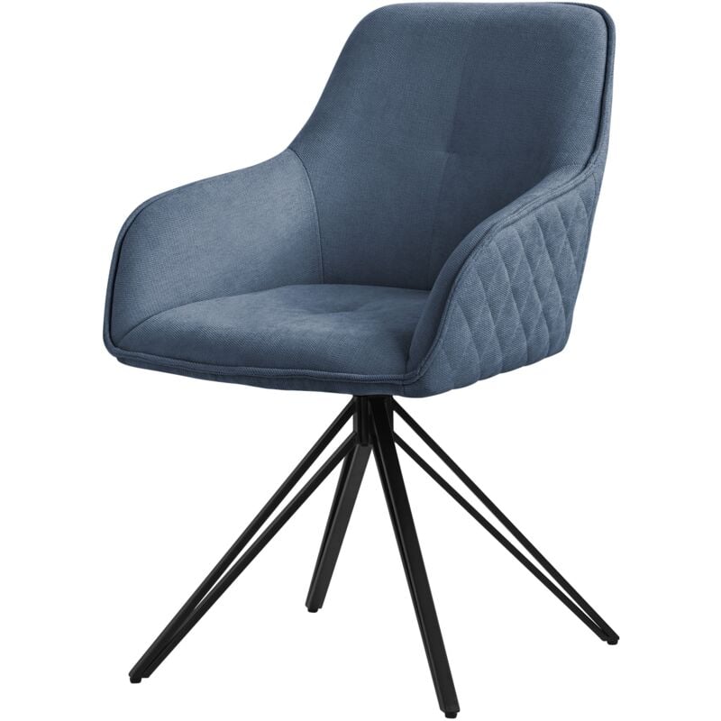 foto del prodotto ml design sedia da sala da pranzo girevole a 360 in tessuto di tessitura blu sedie da soggiorno con braccioli e schienale poltrona da cucina