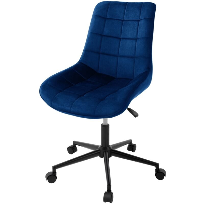 foto del prodotto ml design sedia da scrivania sedile in velluto sgabello girevole blu struttura in metallo sedia da ufficio ergonomica sedia imbottita con schienale