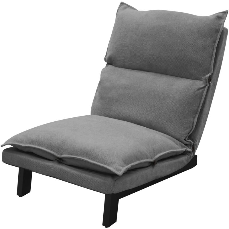 foto del prodotto ml design sedia da terra grigio in lino con schienale regolabile 90 180 struttura in acciaio imbottito poltrona lounge cuscino da pavimento divano