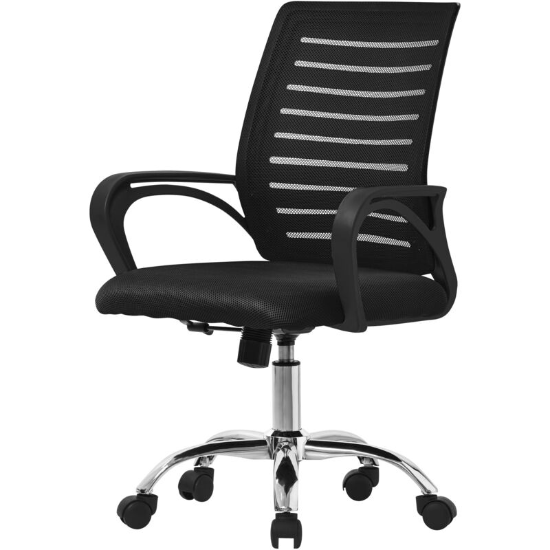 immagine 0 del prodotto ml design sedia da ufficio ergonomica nero con schienale in rete reclinabile regolabile in altezza con braccioli seduta imbottita a schiuma telaio