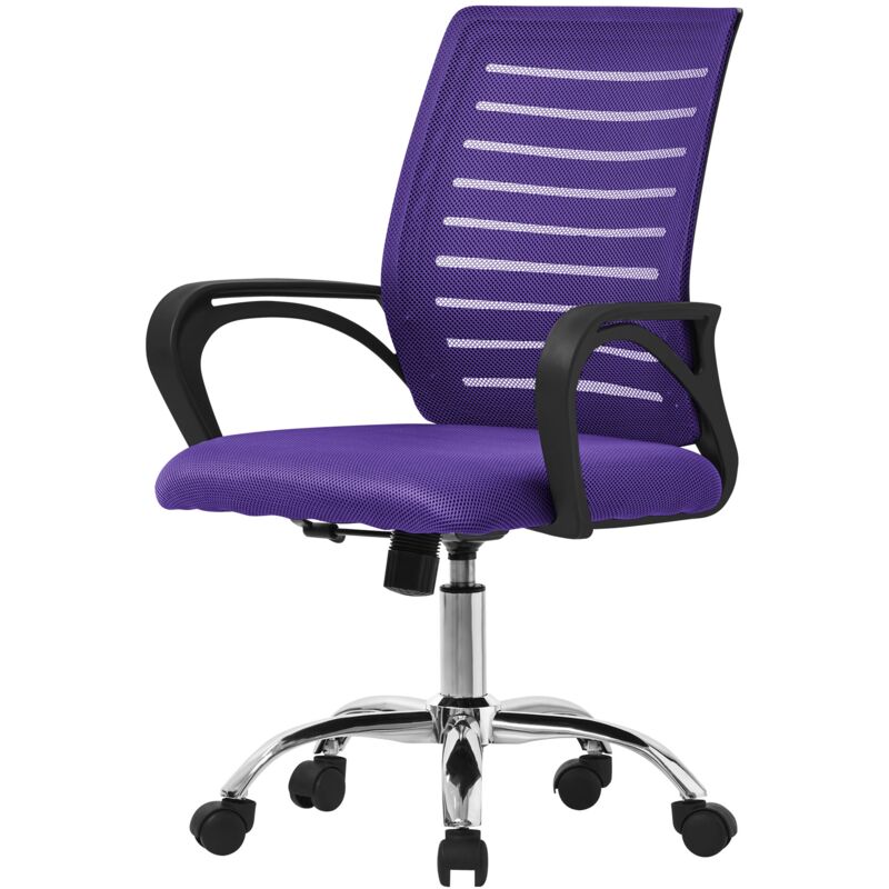 foto del prodotto ml design sedia da ufficio ergonomica viola con schienale in rete reclinabile regolabile in altezza con braccioli seduta imbottita a schiuma telaio