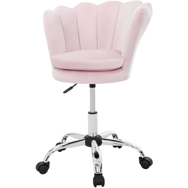 foto del prodotto ml design sedia da ufficio in velluto rosa chiaro struttura in metallo sedia da pranzo imbottita con schienale regolabile in altezza sedia girevole