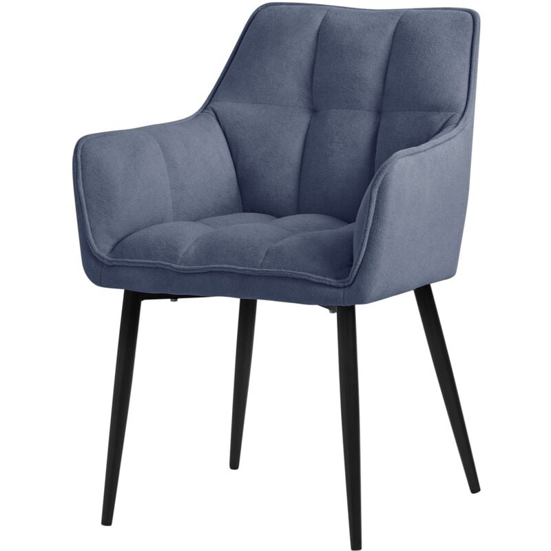 foto del prodotto ml design sedia per sala da pranzo 63x57x90 cm imbottitura in spugna blu con schienale e braccioli telaio in metallo poltroncina confortevole