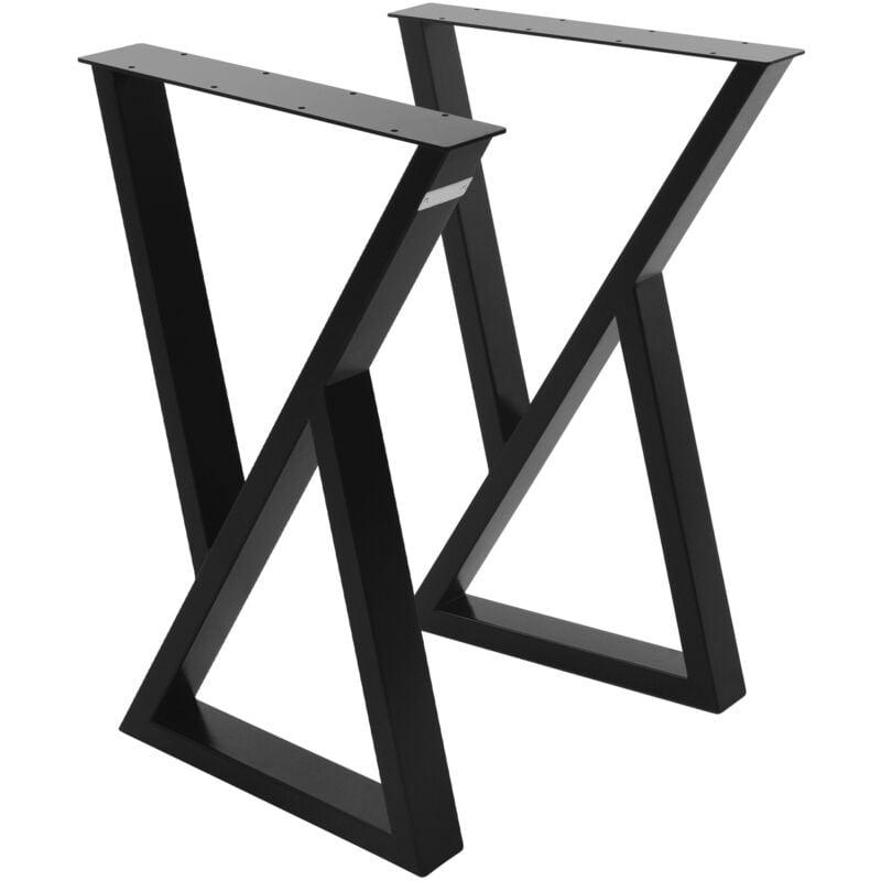 foto del prodotto ml design set 2 gambe per tavolo 40 x 6 x 71 cm telaio forma ad x struttura in acciaio nero design industriale adatto per panche tavolini da caff 
