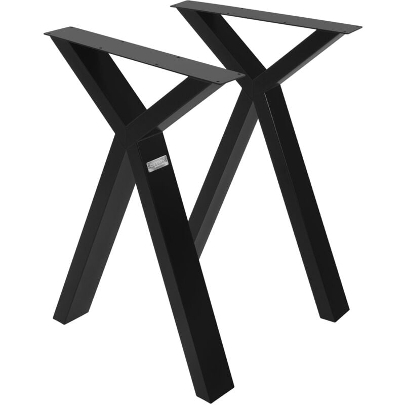 foto del prodotto ml-design set 2 gambe per tavolo 50 x 8 x 72 cm telaio struttura in forma x in acciaio nero design industriale adatto per scrivanie tavolini da caffè