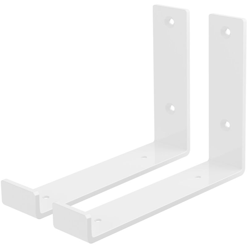foto del prodotto ml design set 2 staffe per mensole a l in metallo bianco 20 x 4 x 14 cm supporti angolari per ripiani peso massimo 50 kg con materiale di montaggio