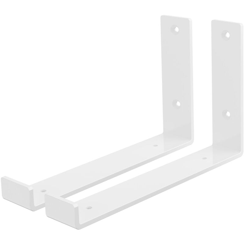 foto del prodotto ml design set 2 staffe per mensole a l in metallo bianco 25 x 4 x 14 cm supporti angolari per ripiani peso massimo 50 kg con materiale di montaggio