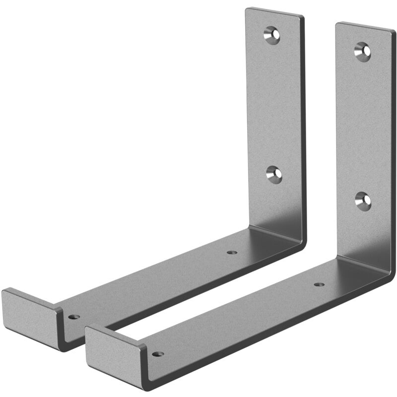 foto del prodotto ml design set 2 staffe per mensole a l in metallo grigio 20 x 4 x 14 cm supporti angolari per ripiani peso massimo 50 kg con materiale di montaggio
