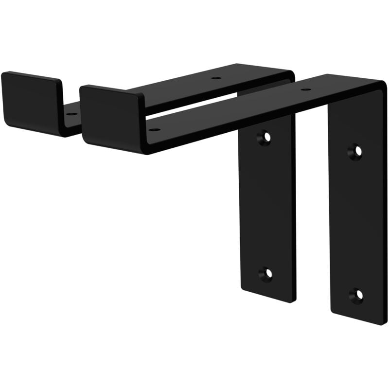foto del prodotto ml design set 2 staffe per mensole a l in metallo nero 20 x 4 x 14,5 cm supporti angolari per ripiani peso massimo 50 kg con materiale di montaggio