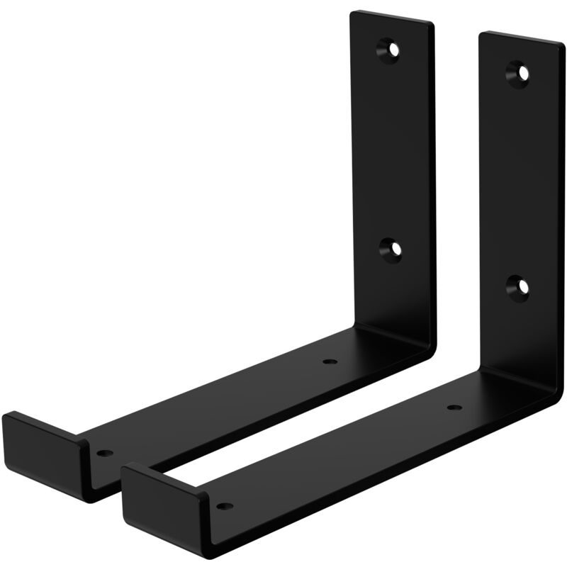 foto del prodotto ml design set 2 staffe per mensole a l in metallo nero 20 x 4 x 14 cm supporti angolari per ripiani peso massimo 50 kg con materiale di montaggio a