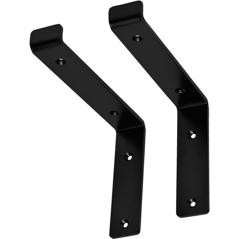 foto del prodotto ml design set 2 staffe per mensole a l in metallo nero 25 x 4 x 14,5 cm supporti angolari per ripiani peso massimo 50 kg con materiale di montaggio
