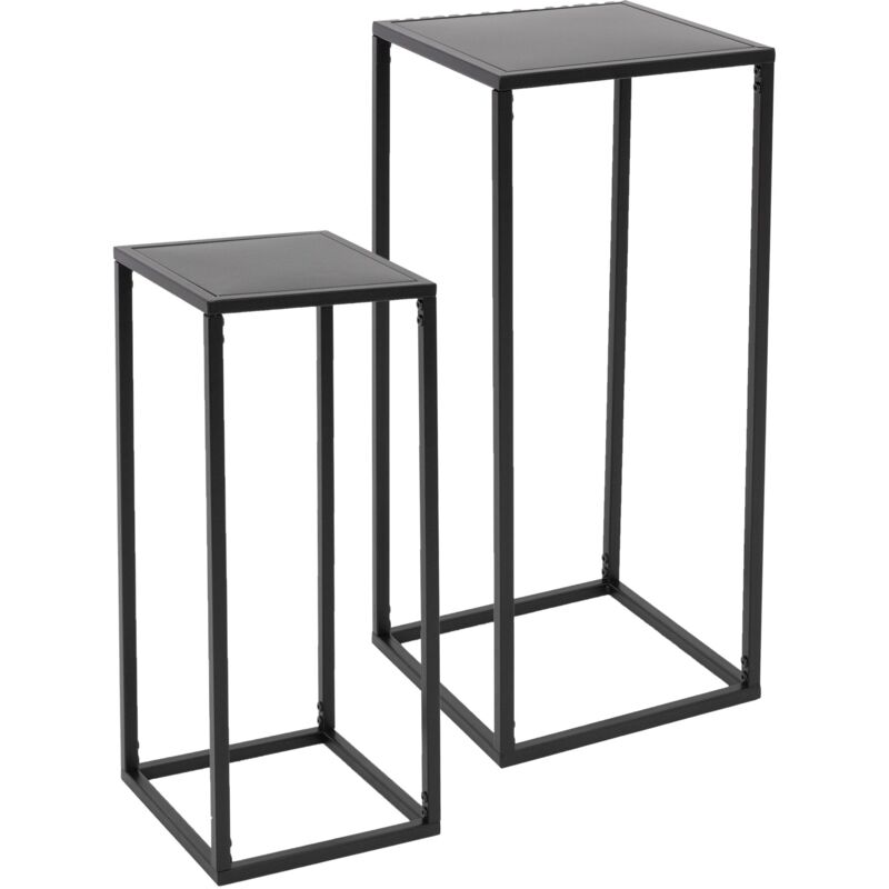 foto del prodotto ml design set 2 supporti sgabelli per piante fiori 20x60x20 30x70x30 cm supporto fioriera in metallo design moderno portavasi resistente alle