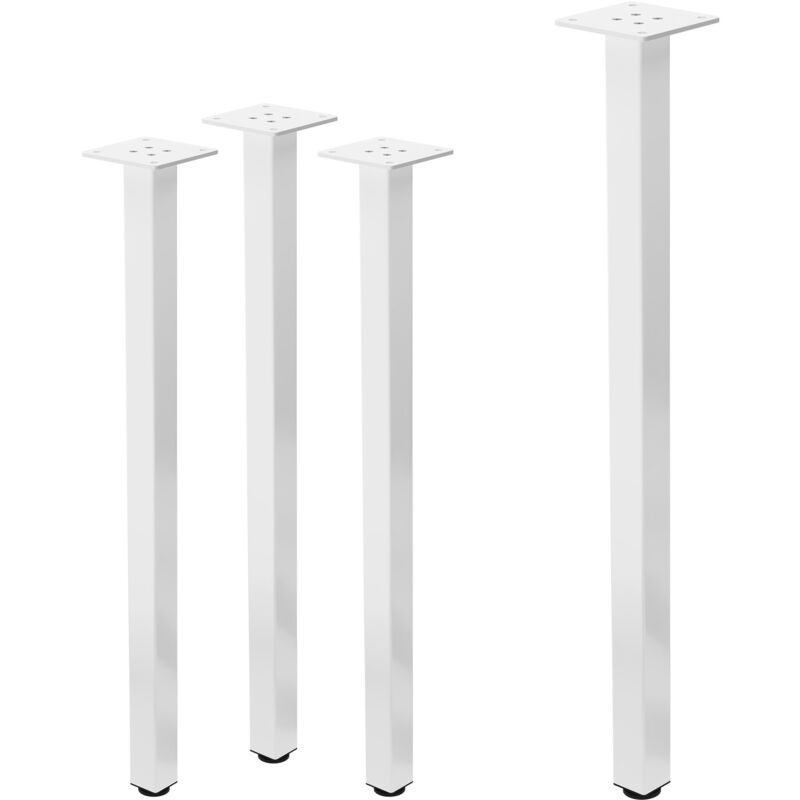 foto del prodotto ml design set 4 gambe da tavolo i design 72 cm in acciaio verniciato a polvere bianco lucido con piedini regolabili e piastra di montaggio 4 mm per