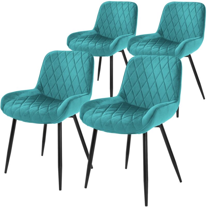 foto del prodotto ml design set 4 sedie da pranzo cucina con schienale blu petrolio poltroncina da soggiorno rivestimento in velluto seduta imbottita gambe in