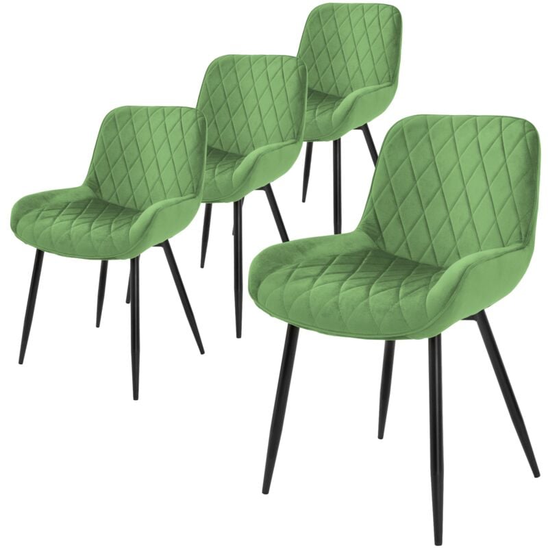 foto del prodotto ml design set 4 sedie da pranzo cucina con schienale verde salvia poltroncina da soggiorno rivestimento in velluto seduta imbottita gambe in