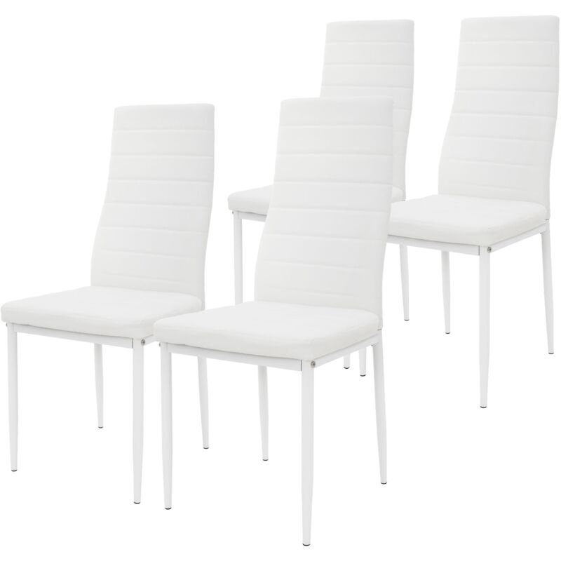 foto del prodotto ml design set 4 sedie sala da pranzo rivestimento in similpelle bianco sedie cucina con schienale imbottite gambe in metallo sedie moderne