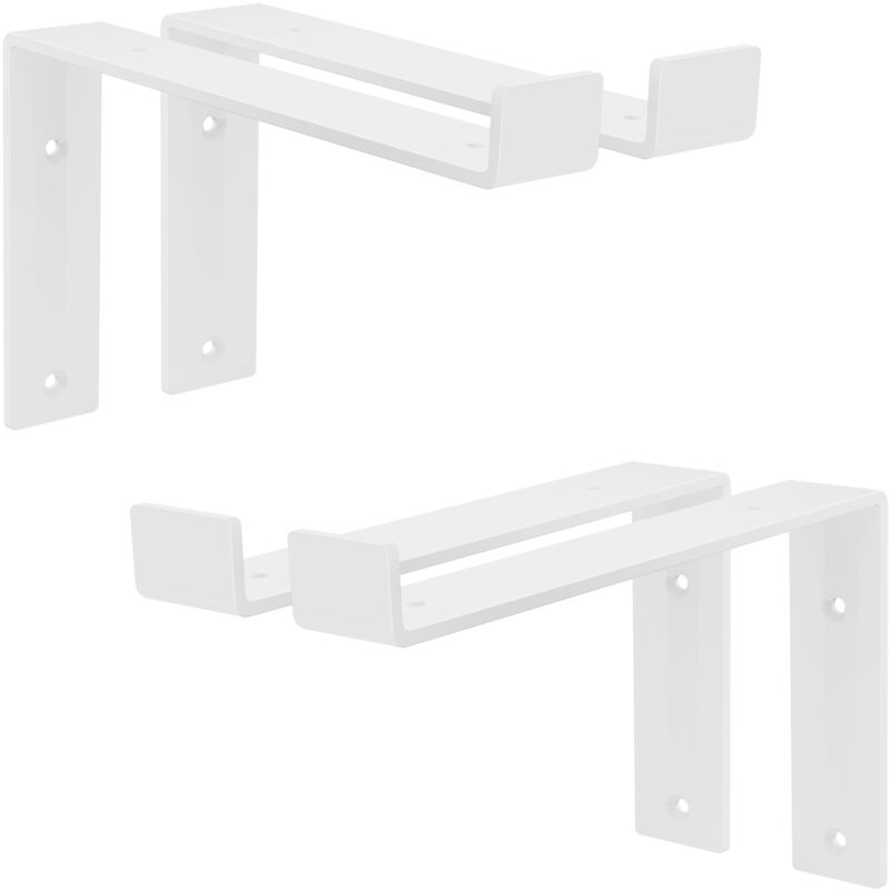 foto del prodotto ml design set 4 staffe per mensole a l in metallo bianco 25 x 4 x 14,5 cm supporti angolari per ripiani peso massimo 50 kg con materiale di