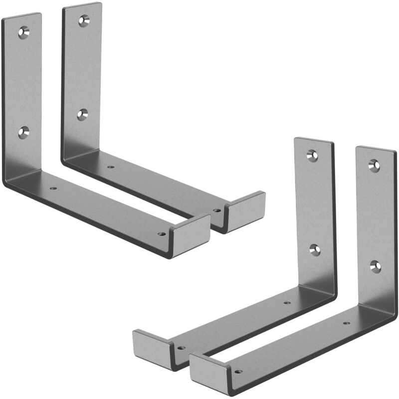 foto del prodotto ml design set 4 staffe per mensole a l in metallo grigio 20 x 4 x 14 cm supporti angolari per ripiani peso massimo 50 kg con materiale di montaggio