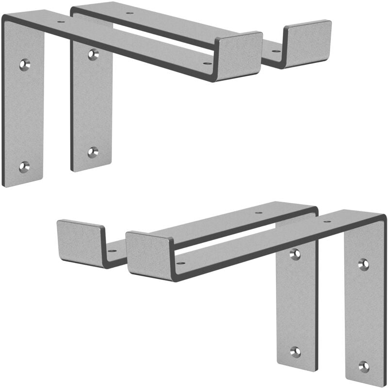 foto del prodotto ml design set 4 staffe per mensole a l in metallo grigio 25 x 4 x 14,5 cm supporti angolari per ripiani peso massimo 50 kg con materiale di